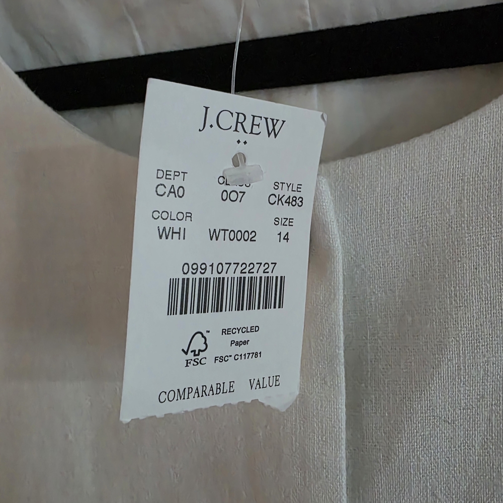 J. Crew Cream Linen-Blend Sleeveless Vest - Picture 3 of 4